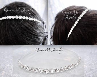 Crystal Headband for a Bride, Hair Jewelry, Silver Rhinestone hair band, BLING, Crystal Tiara, Headband for Wedding. Bridal Jewelry