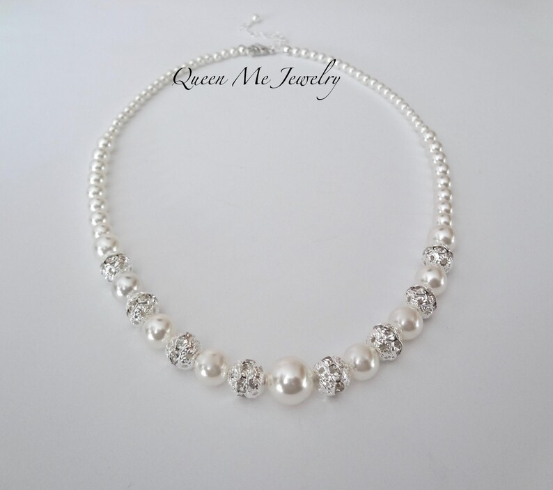 Pearl Wedding Jewelry SET for a Bride Mother of the Bride Pearl Necklace Bracelet Earrings Plus Size Bridal Jewelry Gift for her, DESTINY2 image 7