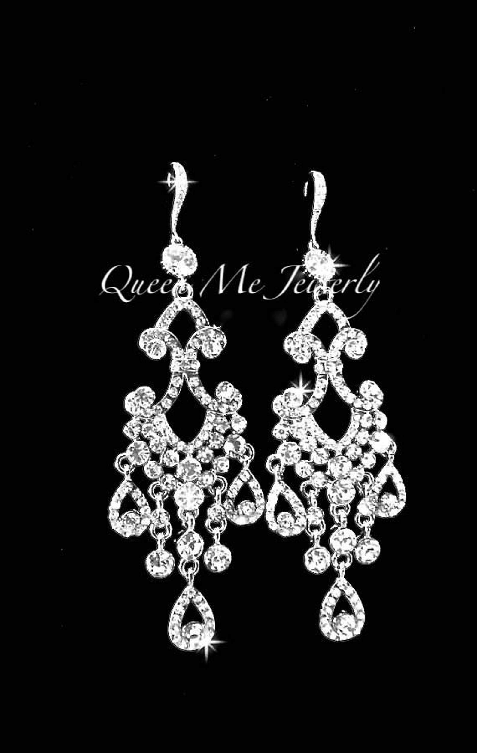 Crystal Chandelier Earrings for a Bride Statement Wedding Etsy