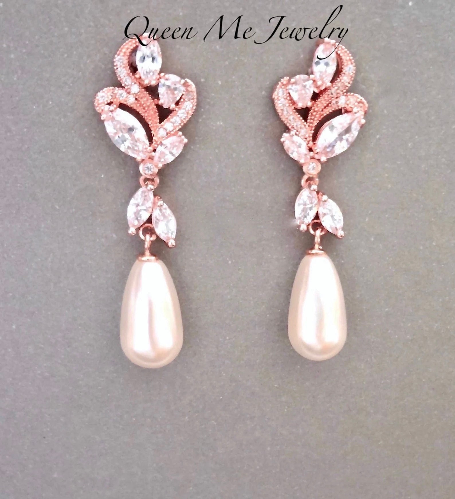 Mother of the Bride Bridesmaids Earrings Cz Dangle Pearl Wedding Earrings LILLY2 Dainty Pearl Earrings for a Bride Bridal Jewelry