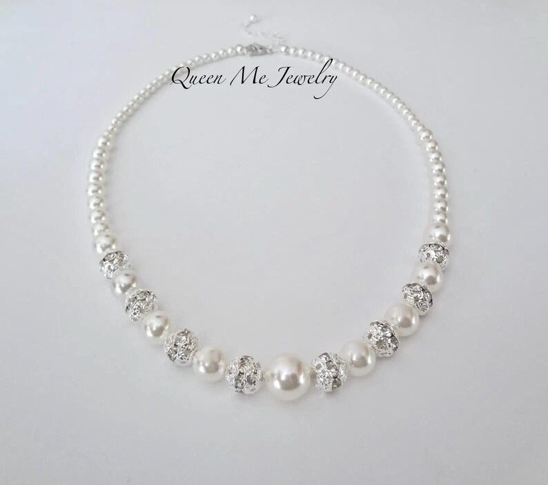 Pearl Wedding Jewelry SET for a Bride Mother of the Bride Pearl Necklace Bracelet Earrings Plus Size Bridal Jewelry Gift for her, DESTINY2 image 12