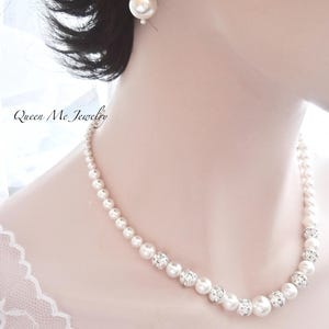 Pearl Wedding Jewelry SET for a Bride Mother of the Bride Pearl Necklace Bracelet Earrings Plus Size Bridal Jewelry Gift for her, DESTINY2 image 3