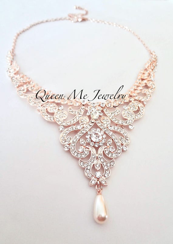 Bride Crystal Bib Necklace - Etsy 
