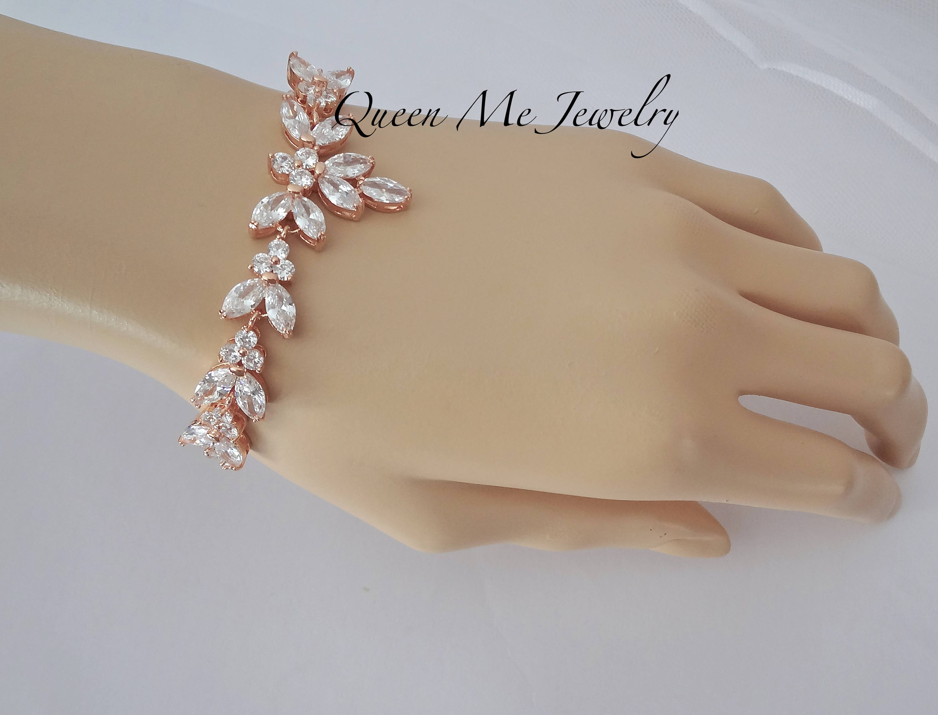 Dainty Wedding Jewelry SET for a Bride Cz Leaf Marquise Etsy