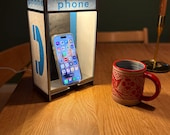 Wall Mounted Vintage PhoneBooth Phone Stand and Lamp