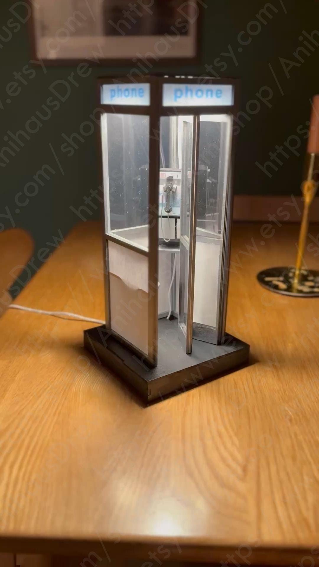 Retro Vintage Telephone Booth Mini Desk Lamp – Funky Industrial Night Light For Office Bedroom Dorm (2-Pack)