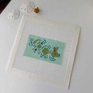 Swimming Alligator Needlepoint Canvas | Preppy Gator Design, 4x5.5 in, 13-Mesh
