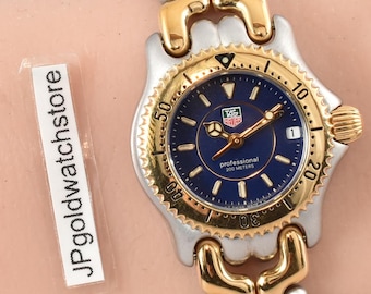 Reloj Tag Heuer vintage para mujer WG1427 S/El de cuarzo, 24 mm, oro, plata y azul, años 90.