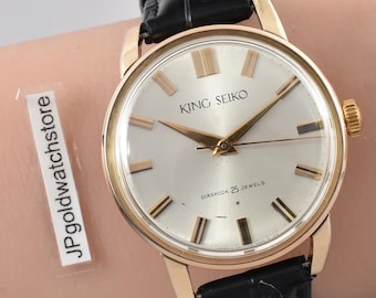Vintage King Seiko Automatic-klocka: 1962 Första modellen J14102E Handuppdragen Guld