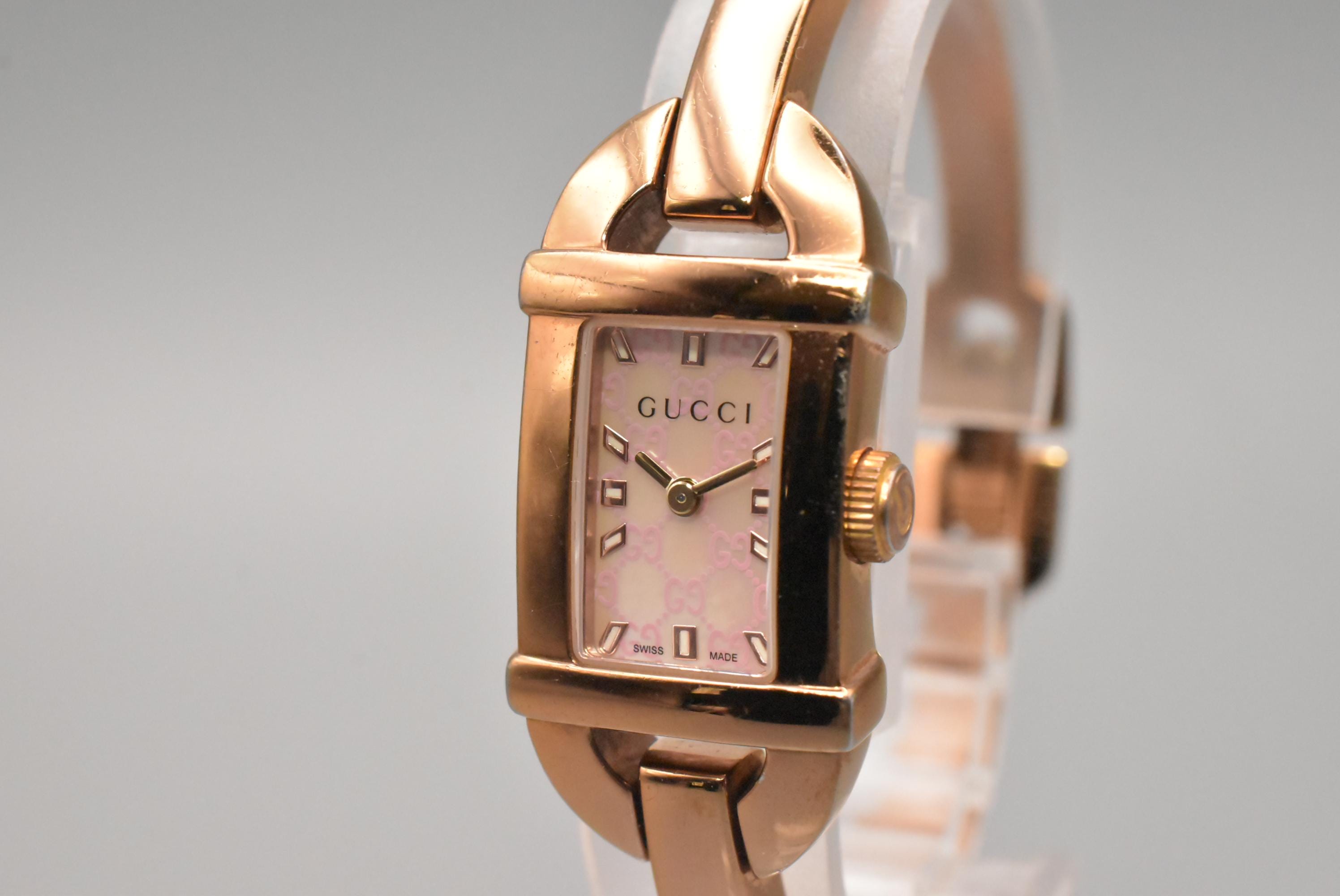 Vintage Gucci Bamboo Bangle Watch, 6800L Pink Dial Japan - Etsy