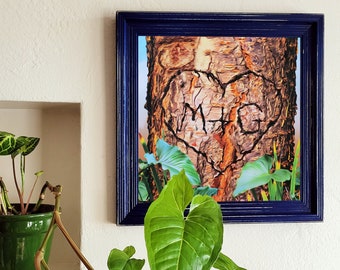 Personalized Carved Initials in Tree Digital Art Print