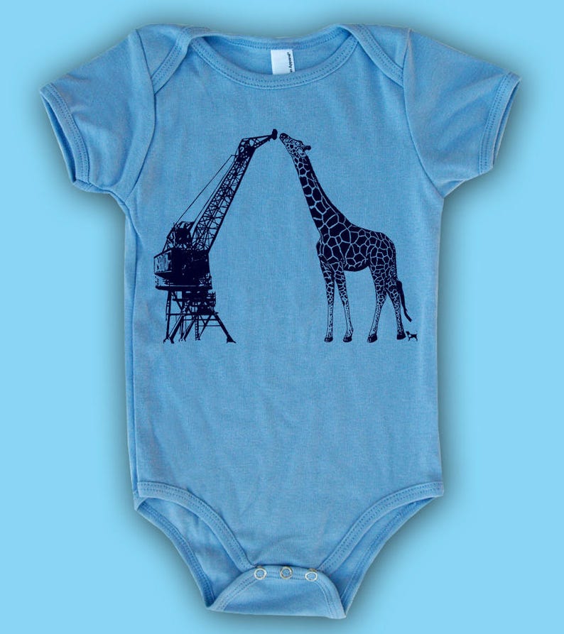 CLEARANCE Mechanical Giraffe & Natural Crane Baby Onesie image 1