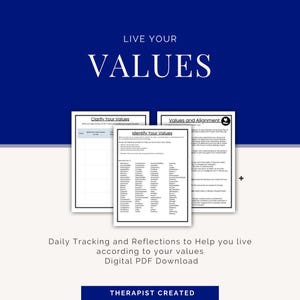 Values Tracker | Values Alignment Worksheet for Self-Reflection & Decision Making | Therapy-Informed Digital PDF