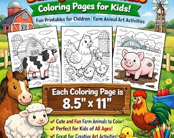 20 Barnyard Animals Coloring Pages Printable for Kids | Fun Farm Art Activities All Ages