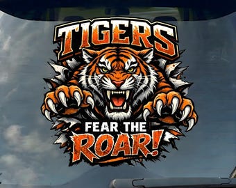 Fear the Roar Tigers Kiss-Cut Vinyl Window Decal | Tiger Mascot Sticker