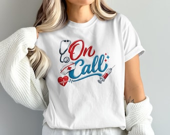 On Call verpleegkundige T-shirt, Healthcare Hero Apparel blauw