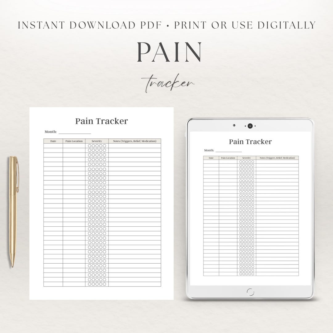 Pain Tracker Printable | Chronic Pain Log | Health Planner Insert ...