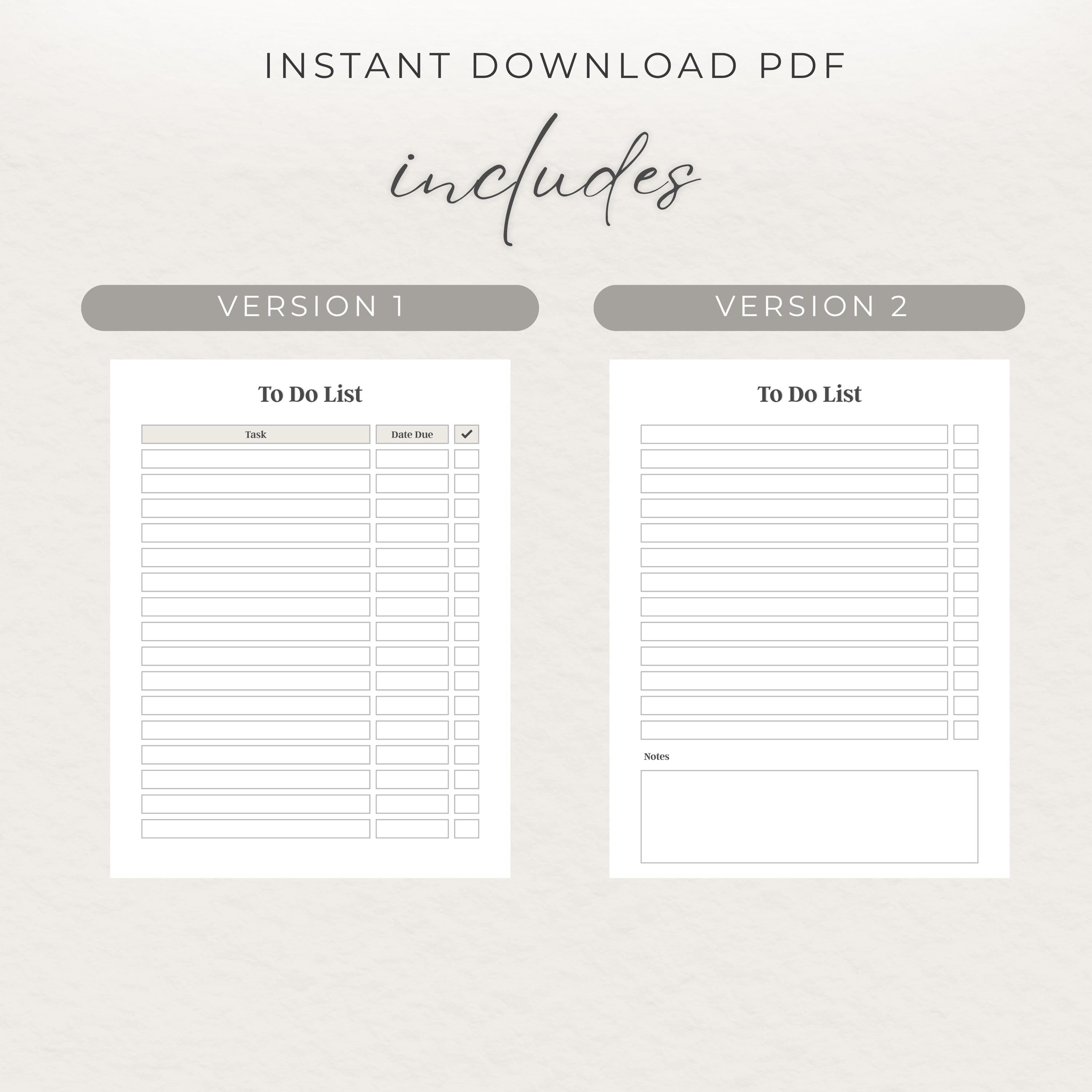 To Do List Printable PDF | Daily Task Tracker | Minimal Productivity ...