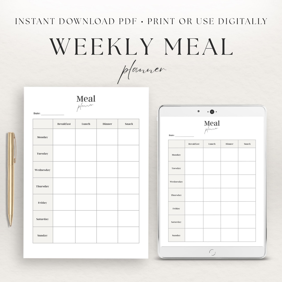 Weekly Meal Planner Printable, Family Meal & Grocery Planning Tool ...