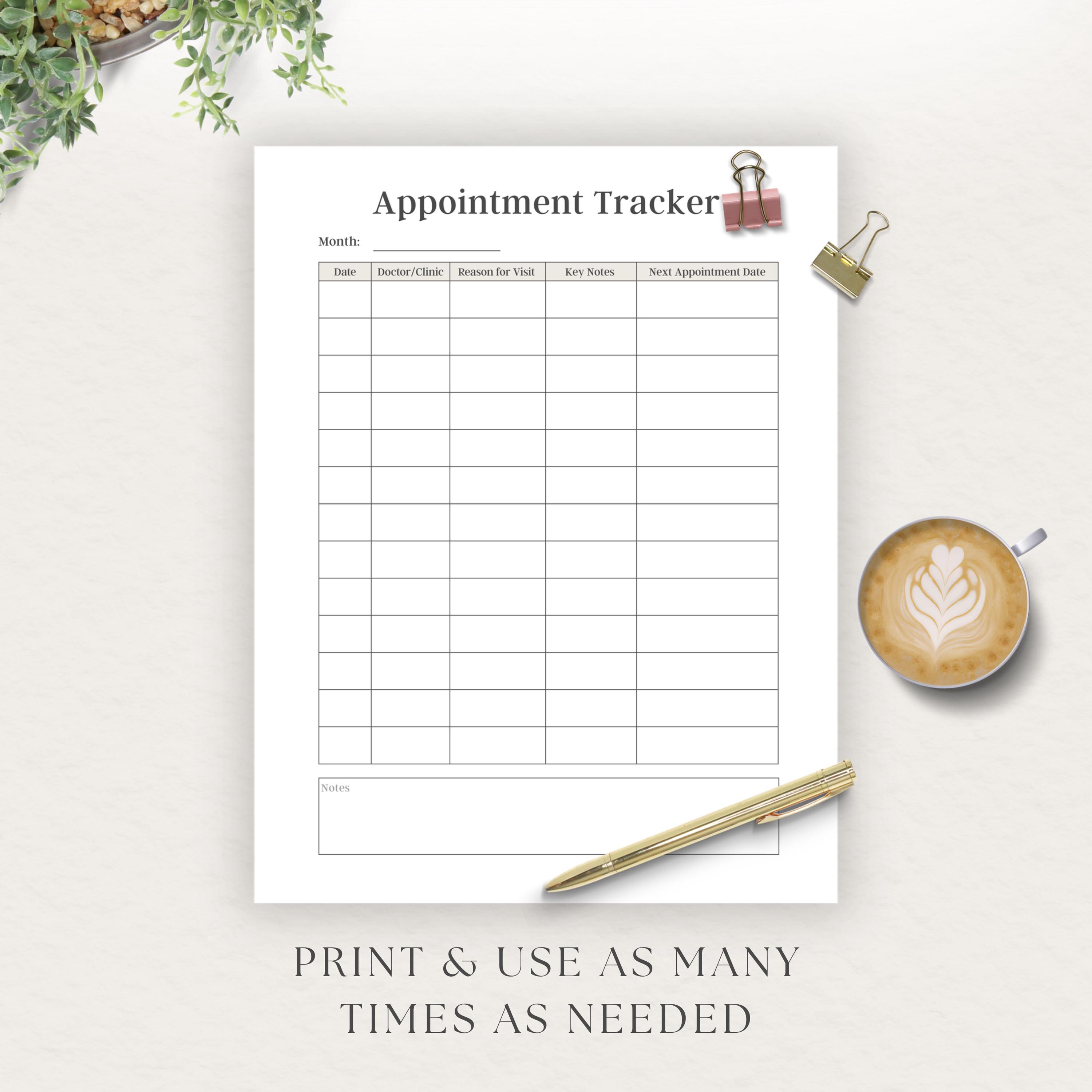 Appointment Tracker Printable | Medical Log Health Organizer | Doctor ...