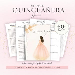 Quinceañera Planner | 60+ Page 15 Años Checklist | Editable Canva Template | Printable Planning Guide | Instant Download PDF