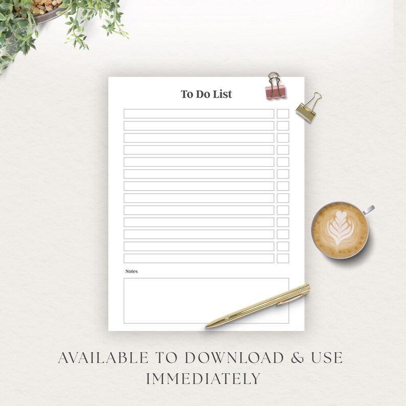To Do List Printable PDF | Daily Task Tracker | Minimal Productivity ...