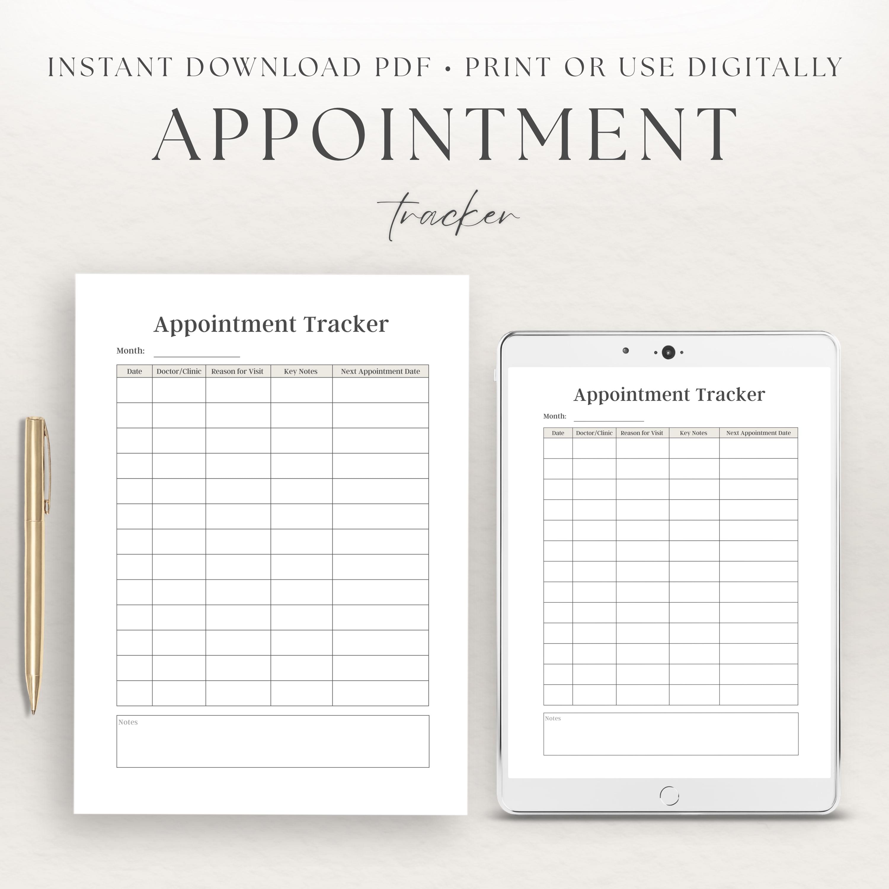 Visit Tracker Reseptionist Appointment Tracker Printable | Medical Log Health Organizer | Doctor ...
