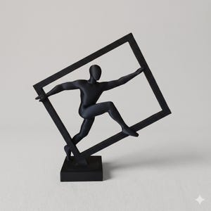 Scultura incorniciata di un corridore – Figura decorativa minimalista – Regalo per lui, ideale per la maratona – Arte moderna per gli sport di forza