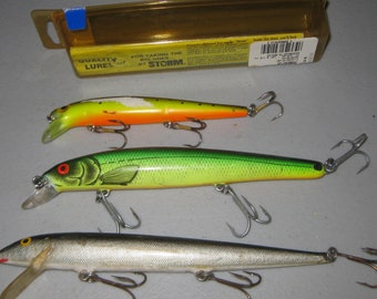 3 Lot Stick Baits, Storm and Rapala collectible