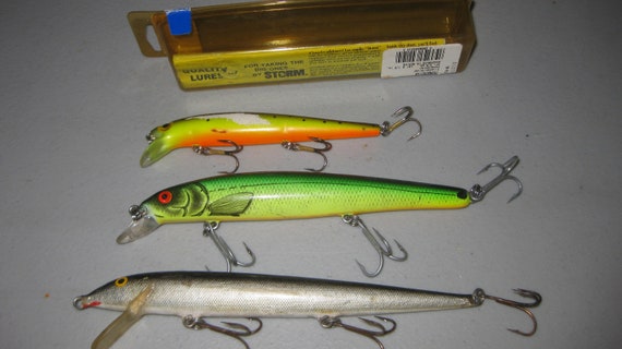 3 Lot Stick Baits, Storm and Rapala Collectible 