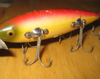 4 Vintage Heddon King Cobra Lures / Antique Fishing Lures Heddon