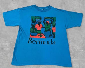 Vintage 90s Bermuda Graphic Single Stitch tee size L