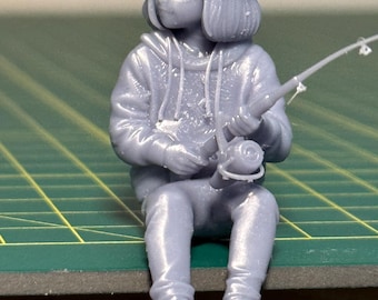 Unpainted G Scale Figurine Girl Fishing