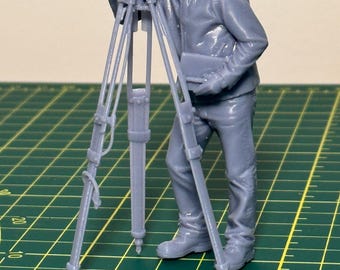 Unpainted G Scale figurine Surveyor with transit level