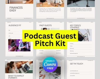 Podcast Guest Outreach Pitch Deck Canva Template for Booking Guests & Collaborations