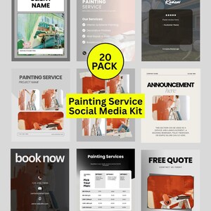 Painting Service Social Media Post Templates Before & After, Service Flyers for Facebook and Instagram