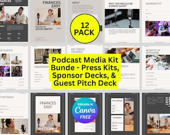 Canva Press Kit, Sponsor Pitch Deck, Guest Pitch Kit & One‑Sheet Canva Template Bundle