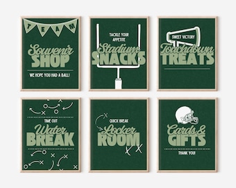 Paquete de letreros para fiesta de fútbol / Decoración moderna para fiestas / Plantillas editables de Canva / Primer año de fútbol