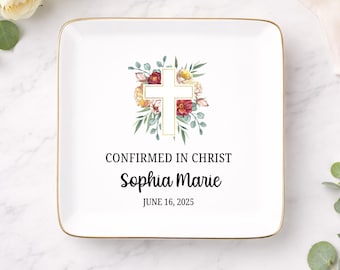 Confirmation Gift for Girl, Personalized Confirmation Jewelry Dish, Confirmed in Christ Gift, Catholic Confirmation Gift, MM-JT36935