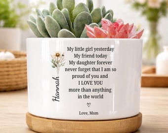 Personalized Daughter Ceramic Plant Pot, Daughter Gift From Mom, Daughter Mothers Day Gift, Daughter Ceramic Plant Pot, MM-CFP96293