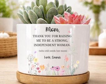 Personalized Mom Ceramic Plant Pot, Mom Gift From Daughter, Mom Mothers Day Gift, Mom Ceramic Plant Pot, MM-CFP12293