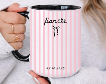 Personalized Fiancee Striped Mug, Fiancee Coffee Mug, Engagement Gift, Gift For Fiancee, Bridal Party Gift, New Fiancee Mug