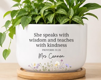 Personalized Christian Teacher Plant Pot, Church Teacher Custom Gift, Teacher Appreciation Gift, Gift For Christian Teacher, MM-CFP40293