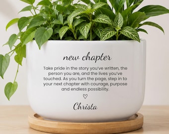 Personalized New Chapter Plant Pot, Retirement Gift for Women, Graduation Gift, Work Bestie Gift, Coworker Farewell,  MM-CFP9341
