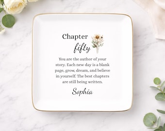 Personalized 50th Birthday Jewelry Tray, 50th Birthday Gifts For Women, Chapter 50 Bday Gift, Fifty Birthday Gift For Her MM-JT16513