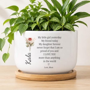 Personalized Daughter Ceramic Plant Pot, Daughter Gift From Mom, Daughter Graduation Gift, Daughter Ceramic Plant Pot, MM-CFP96293