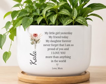Personalized Daughter Ceramic Plant Pot, Daughter Gift From Mom, Daughter Graduation Gift, Daughter Ceramic Plant Pot, MM-CFP96293