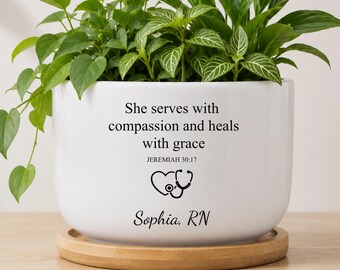 Personalized Christian Nurse Plant Pot, Nurse Appreciation Gift, Christian Nurse Gift, Christian Nurse Keepsake, RN Grad Gift, MM-CFP02836