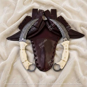 Juego de cuchillos Karambit de Damasco forjados a mano – Cuchillo Karambit doble – Cuchillo vikingo hecho a mano – Cuchillo de acero de Damasco – Regalo para él