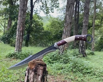 Hand-Forged Wootz Steel Short Sword, Rosewood & Bone Handle, Silver Guard
